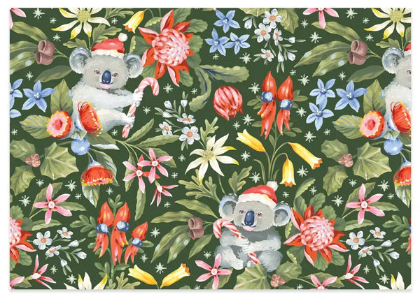 Earth Greetings Folded Wrapping Paper - Christmas Koalas