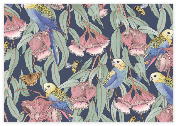 Earth Greetings Folded Wrapping Paper - Rosellas Amongst the Mallee
