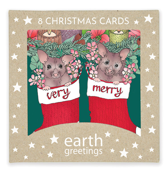 Earth Greetings Christmas Card Pack - Merry Possums