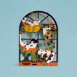 Paper Cut Card - Cats in Hanging Baskets