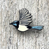 Bridget Farmer Enamel Pin In Flight - Superb Fairywren