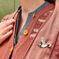 Bridget Farmer Enamel Pin In Flight - New Holland Honeyeater
