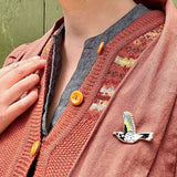 Bridget Farmer Enamel Pin In Flight - New Holland Honeyeater