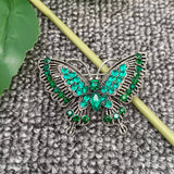 MQ Brooch - Vintage Green Rhinestone Butterfly