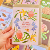 Australian Card - Happy Birthday Wildflower Bee 2