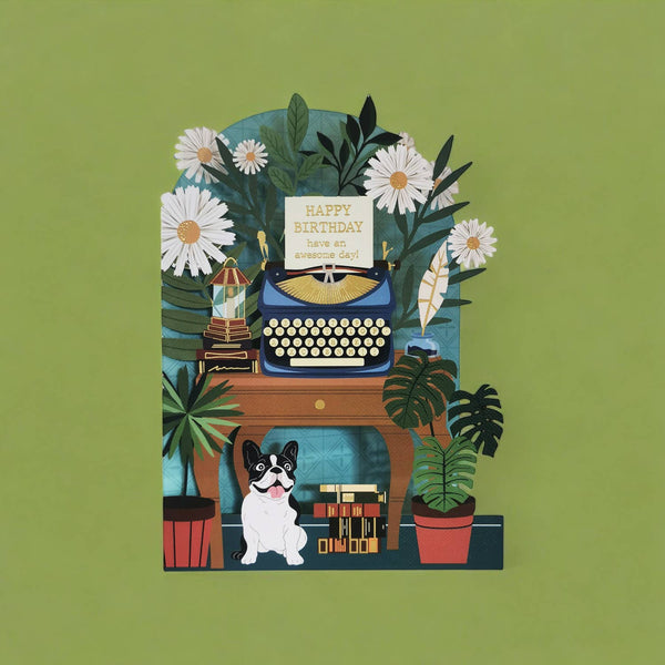 Paper Cut Card - Birthday Typewriter