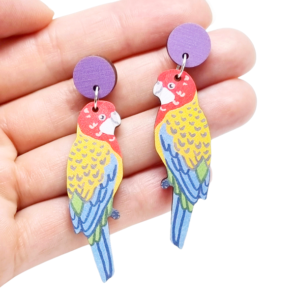 Australian Bird Earrings - Eastern Rosella