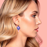 Charm Hoop Earrings - Diamond Floral Purple