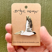 Bridget Farmer Enamel Pin In Flight - Pelican