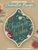 Wooden Bauble - CW Script - Christmas Wishes Green