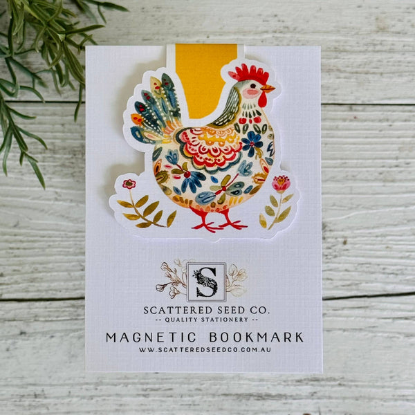 Magnetic Bookmark - Folk Art Chicken