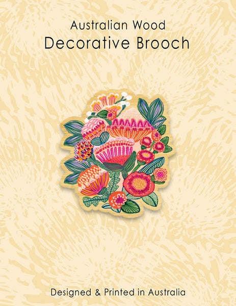 Wood Brooch - Shaped Aussie Native Flowers