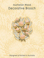 Wood Brooch - Shaped Bush Toned Banksias