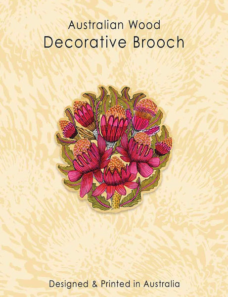 Wood Brooch - Shaped Waratahs