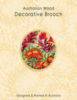 Wood Brooch - Round Red Hot Poker