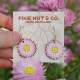 Australian Wildflower Earrings - Pink Everlasting Daisy