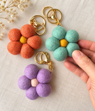 Felt Flower Keychain - Vintage Petals Lilac