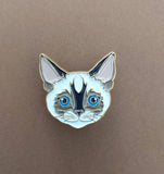 Patch Press Pin - Cat Siamese (gold metal)