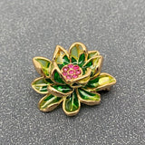 MQ Brooch - Green Enamel Lotus Brooch