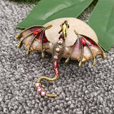MQ Brooch - Rhinestone Enamel Dragon Red