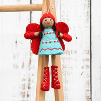 Felt Christmas Fairy Blue Dress (brown)