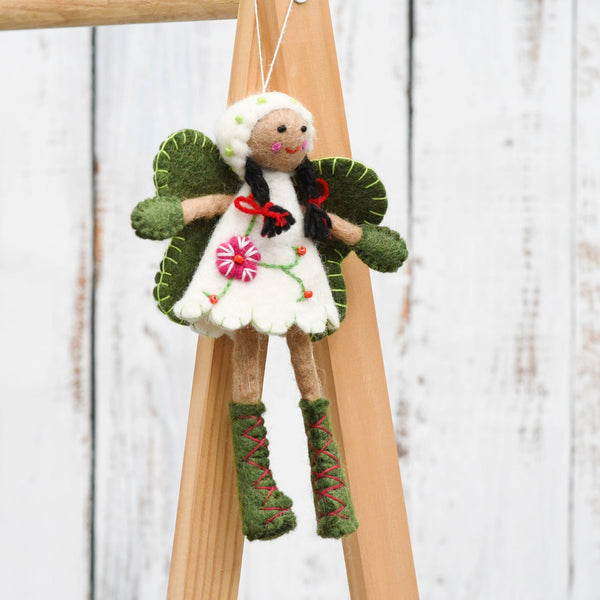 Felt Christmas Fairy White Dress (brown)