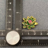 MQ Brooch - Green Enamel Lotus Brooch