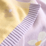 Pram Knitted Blanket - Lilac Daisy Dreams