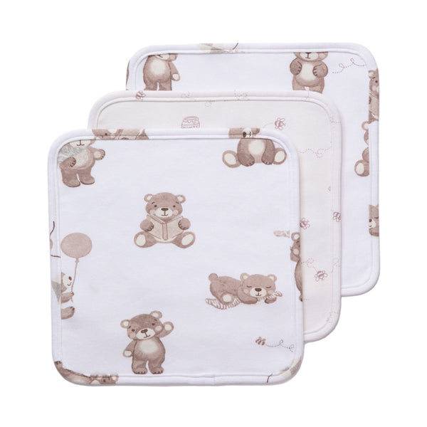 3 Pack Wash Cloths - Cuddly Bear