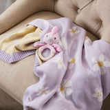 Pram Knitted Blanket - Lilac Daisy Dreams