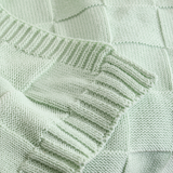 Pram Knitted Blanket - Checkered Seafoam