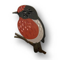 Selatan Brooch - Red-capped Robin