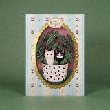 Paper Cut Card - Birthday Potted Kitten