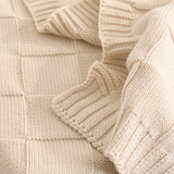 Pram Knitted Blanket - Checkered Sand