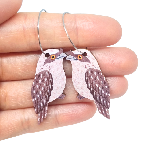 Australian Bird Earrings - Tawny Frogmouth