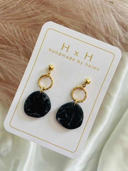HxH Dangles - Organic Pebble Matte Black Marble