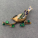 MQ Brooch - Magpie Standing on a Branch Enamel