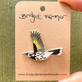 Bridget Farmer Enamel Pin In Flight - New Holland Honeyeater