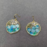 MQ Dangles - Blue Hydrangea White Queen Anne's Lace