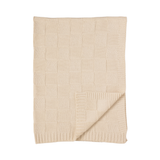 Pram Knitted Blanket - Checkered Sand