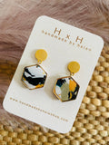 HxH Dangles - Hexagon Pink Marble