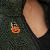 Happily Plants Pin - Pumpkin & Black Cat