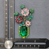MQ Brooch - Inlaid Glass & Rhinestone Flower
