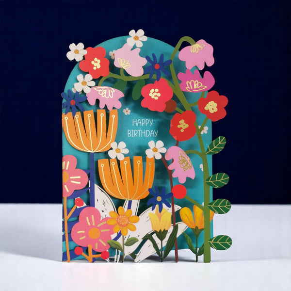 Paper Cut Card - Birthday Flowers