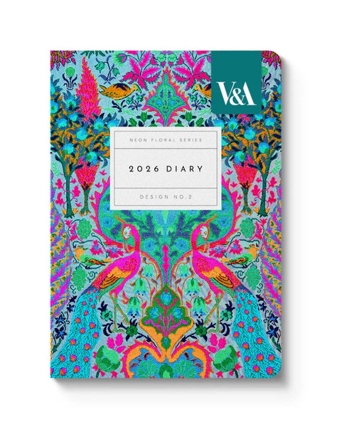 2026 A6 Diary - V&A Neon Floral Peacock