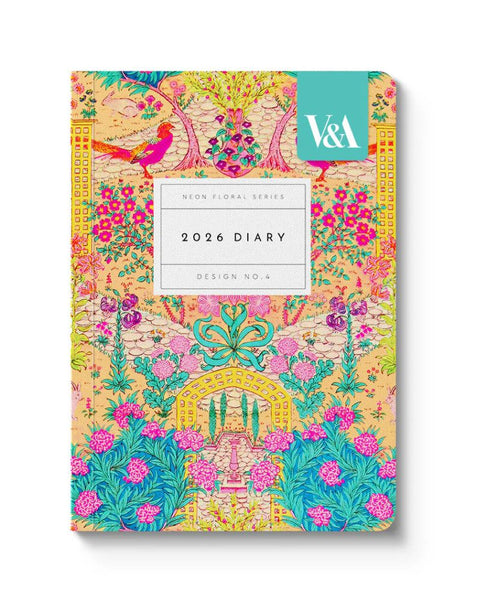 2026 A6 Diary - V&A Neon Floral Ornate Garden
