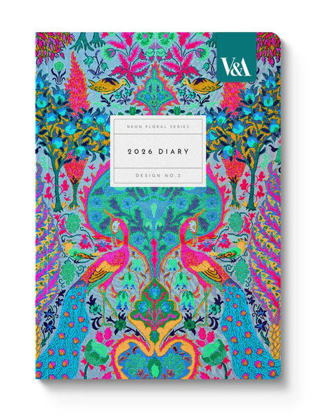 2026 A5 Diary - V&A Neon Floral Peacock