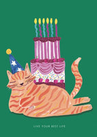 SNH Card - Birthday Fat Cat and Cake