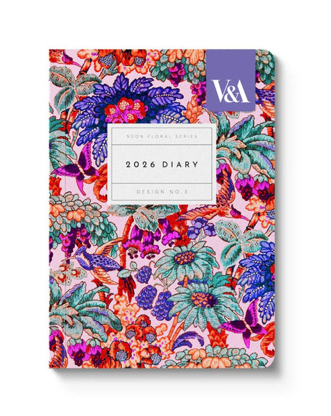 2026 A6 Diary - V&A Neon Coral Jungle