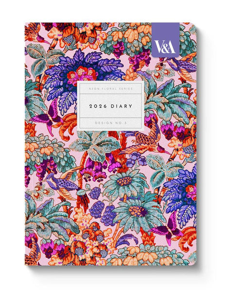 2026 A5 Diary - V&A Neon Coral Jungle